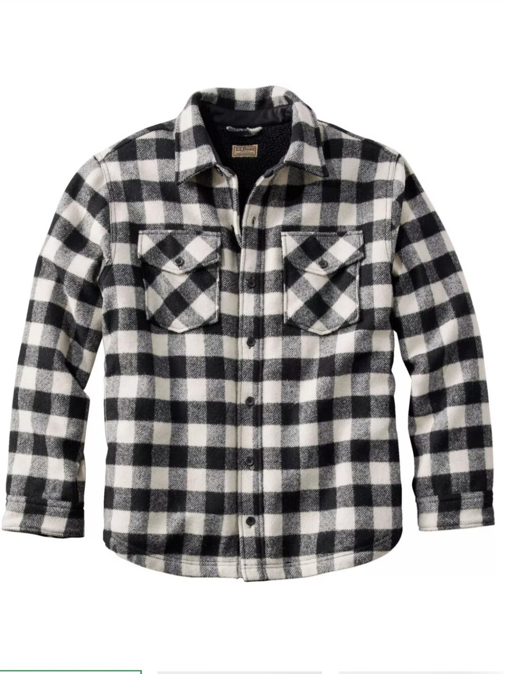 NWT Men's Maine Guide Sherpa Lined Wool Shirt, M Reg Black&Cream